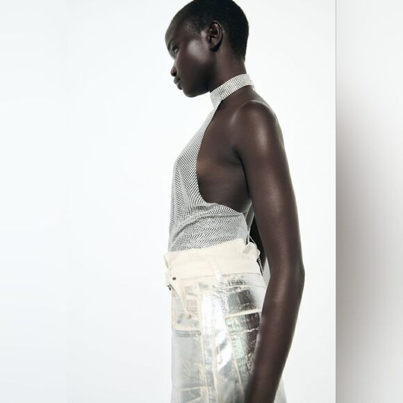 ZARA HALTER JEWELED TOP - Picture 8 of 13